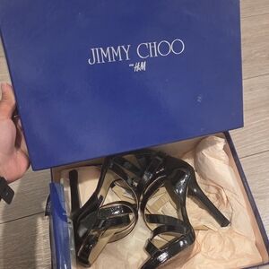 Jimmy Choo Glossy Black Strappy Heels